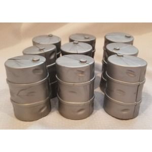Lot of 9 Gray Barrels for Train Sets Play Sets Cake Decorating Crafts